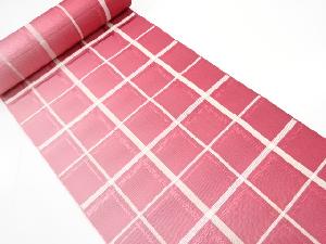 アンティーク　格子模様織り出し　暈し　八寸帯地反物